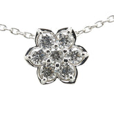 K18WG ホワイトゴールド ダイヤ0.30ct フラワー 花 モチーフ ペンダントネックレス レディース 【中古】